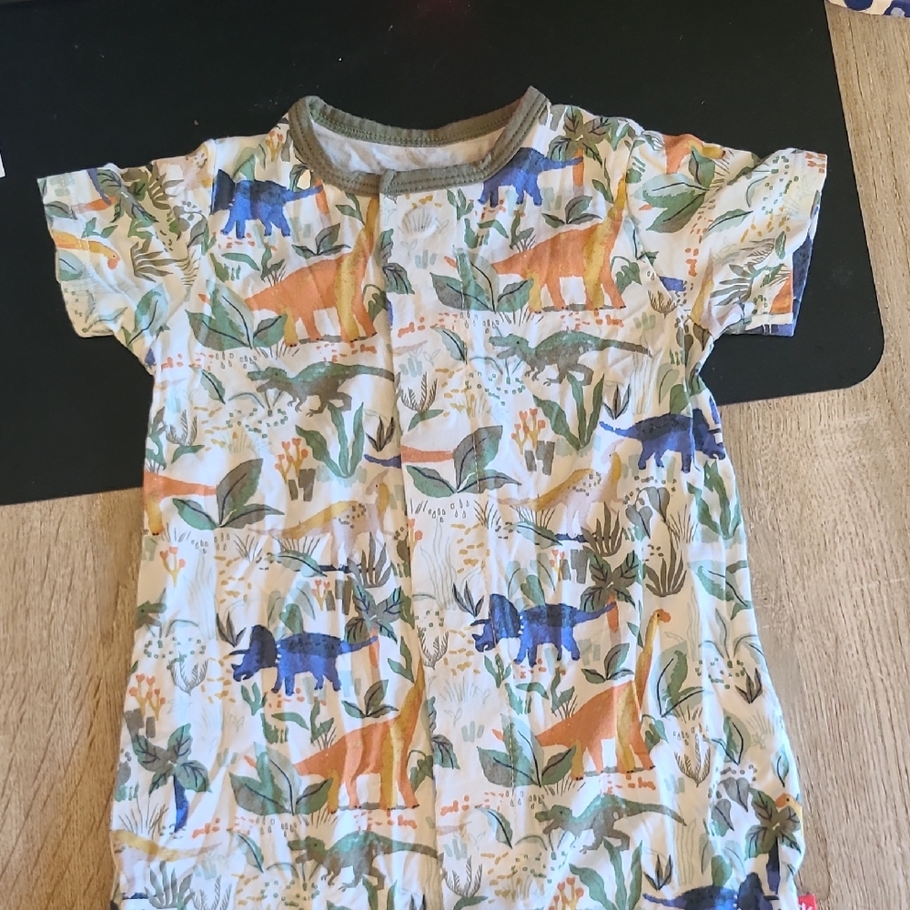 Magnetic Me Orange and Blue Short Sleeve Tee with Dinosaur Print